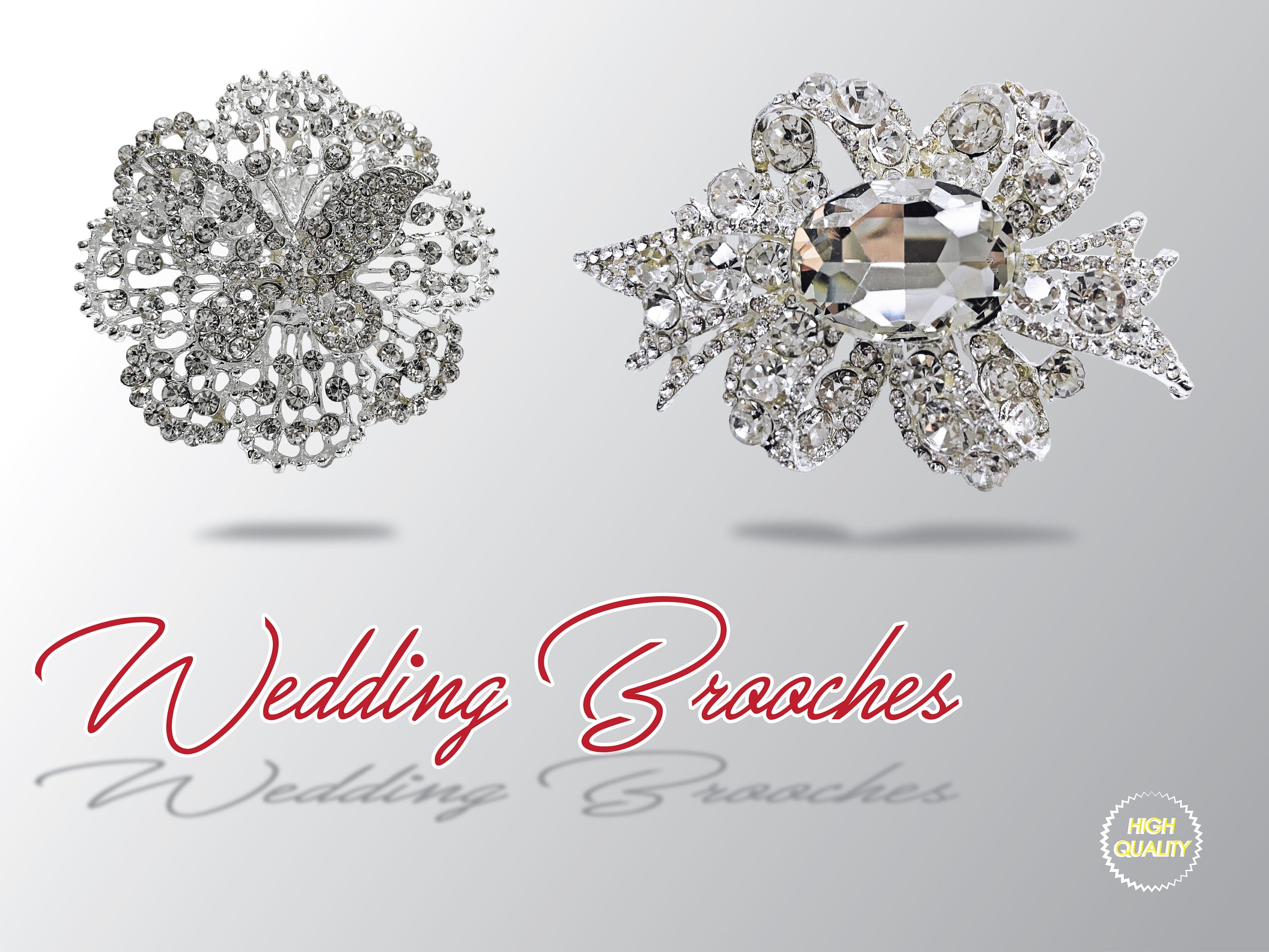 Wedding Rhinestone Brooch Pin, Dress Sash Brooch, Crystal Rhinestone, Silver.