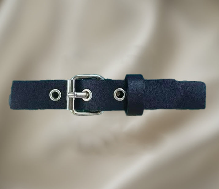 PU Leather Belt with Silver Buckle