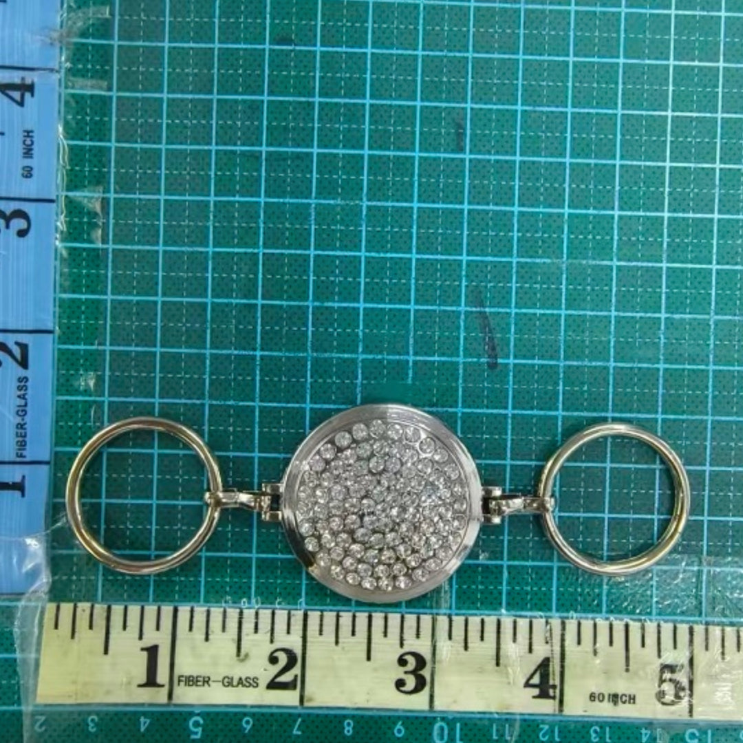 Rhinestone Circle Buckle Connector - Nickel Crystal Embellished with Dual O-Rings