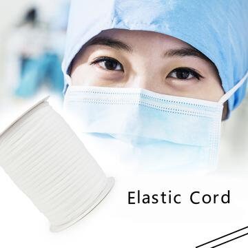 3mm,6mm Round Elastic Band Cord Ear Hanging Sewing For Face Mask 10 yards BLACK&WHITE