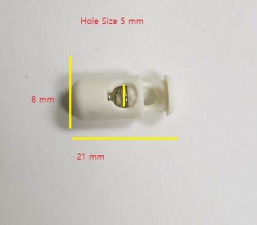 Beyond Trim Plastic Single Hole Cord Lock Stopper White & Black 100pcs