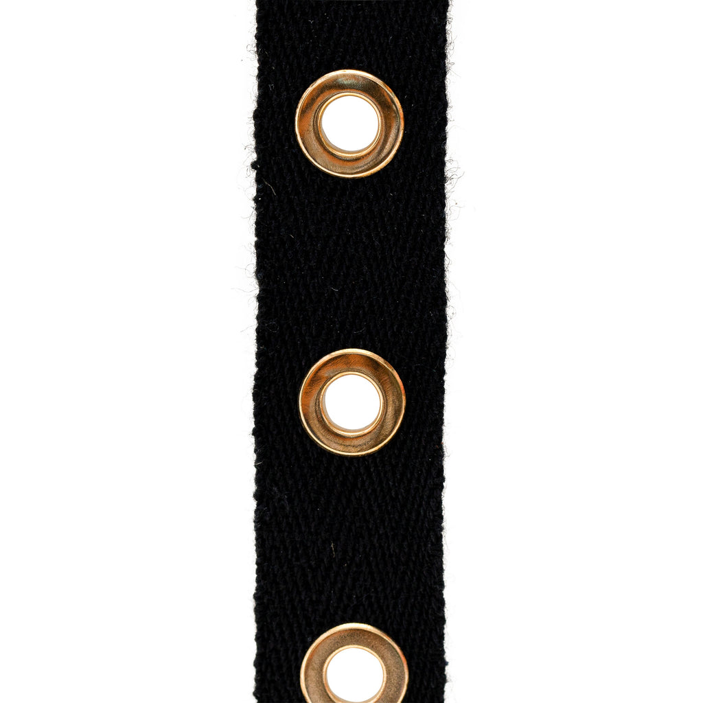 3/4" Black and Gold Large Cotton Grommet Tape Eyelet Cotton Twill Tape Trim by the 5/10/30 yard
