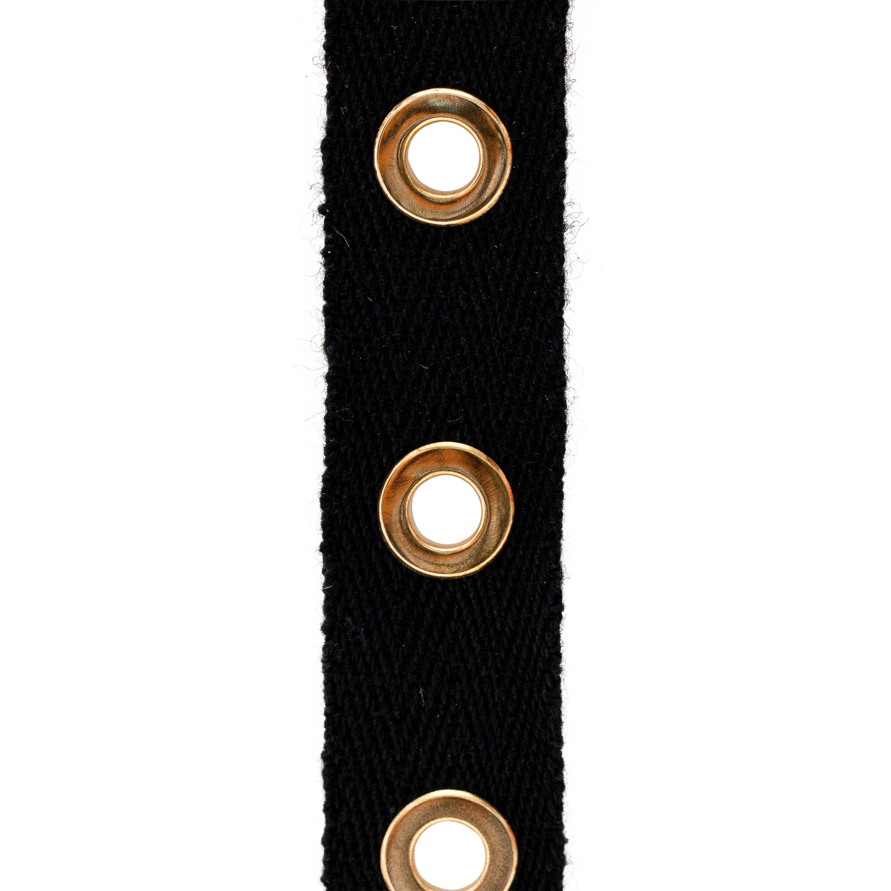 3/4" Black and Gold Large Cotton Grommet Tape Eyelet Cotton Twill Tape Trim by the 5/10/30 yard