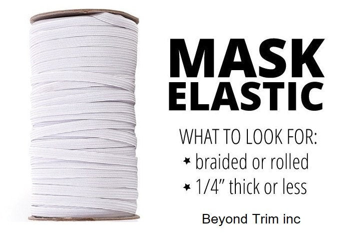 Braid Elastic Set of 2, 1/4 inch Braid Elastic Stretch Flat Band - black 5yd + white5yd