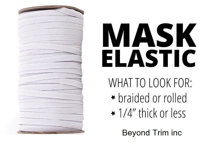 Braid Elastic Set of 2, 1/4 inch Braid Elastic Stretch Flat Band - black 5yd + white5yd