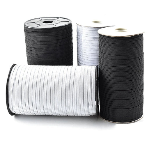 Braid Elastic Set of 2, 1/4 inch Braid Elastic Stretch Flat Band - black 5yd + white5yd