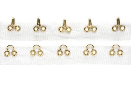 Beyond Trim White Cotton Hook & Eye Tape with black tape, white tape Gold Hooks and Sliver Hooks - 3yd