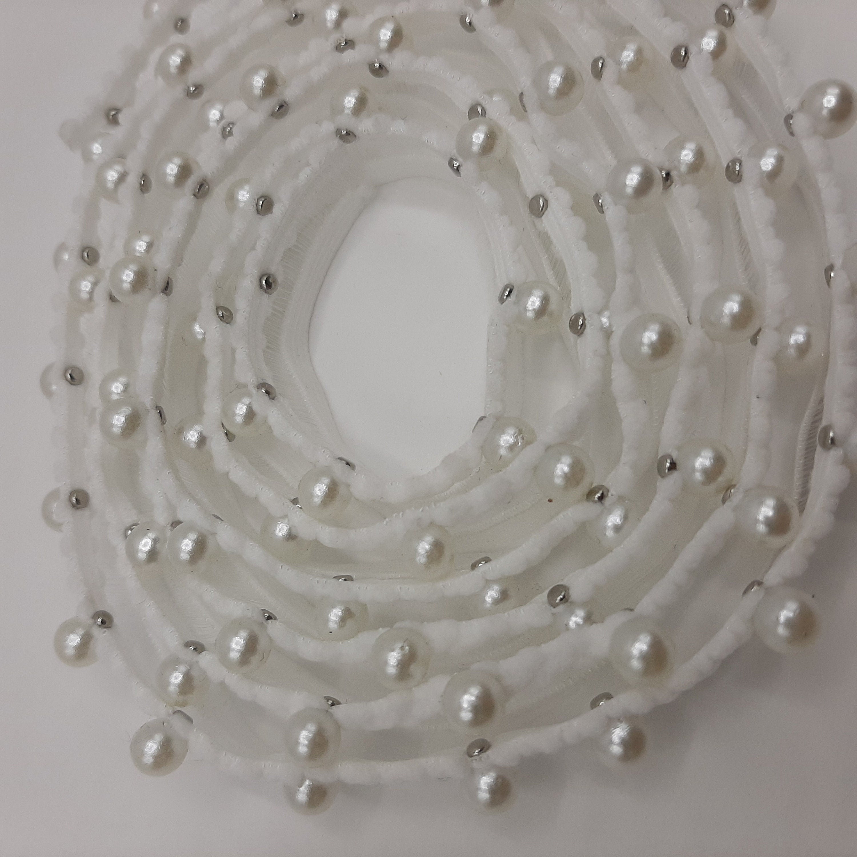 5 yards 1/2" width White and Black color tulle trim with pearl decorative for your fashion/wedding design decorative