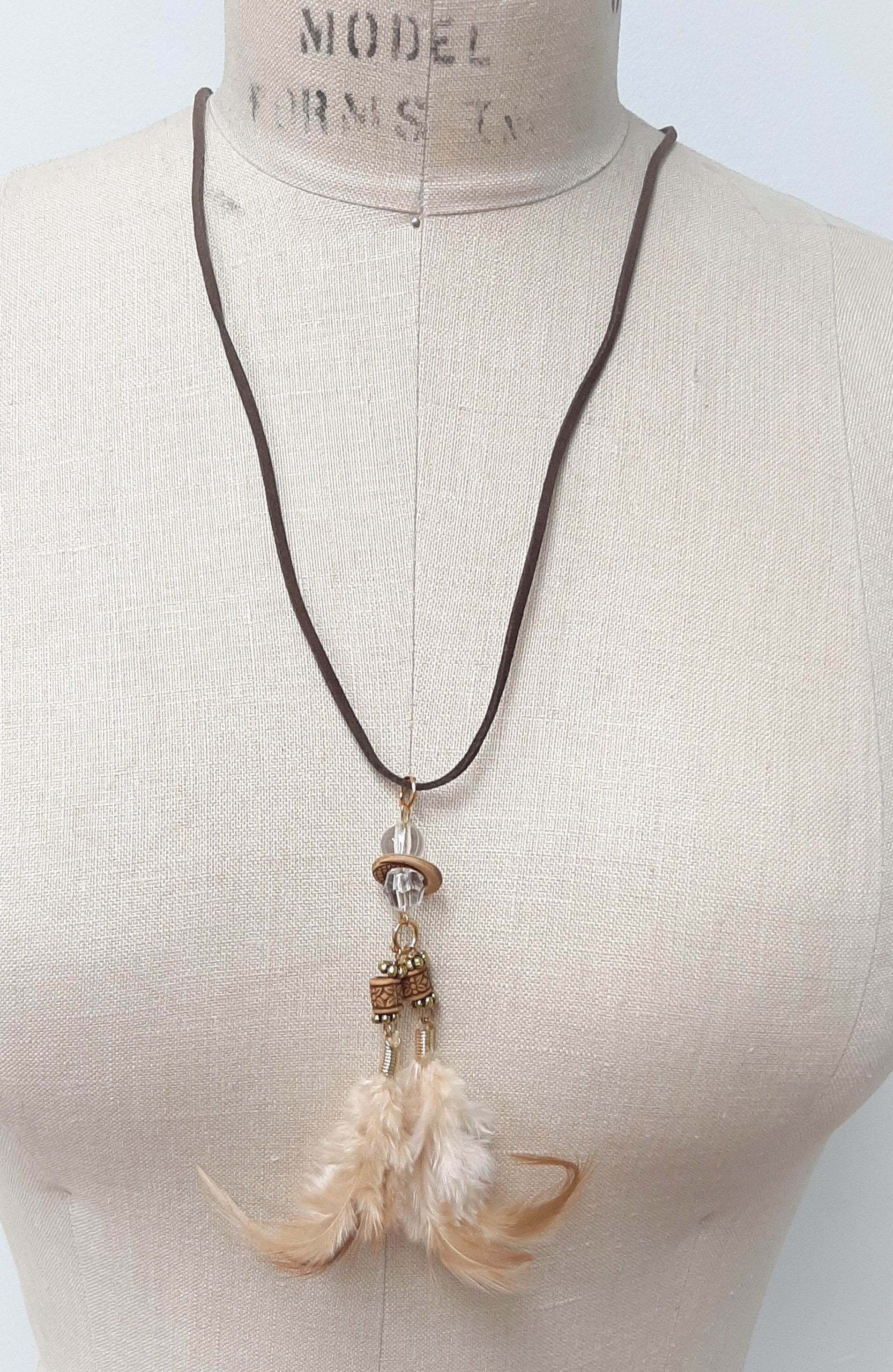 Feather Suede Necklace / Statement Necklace / Feather Tassel Necklace / Trendy Necklace