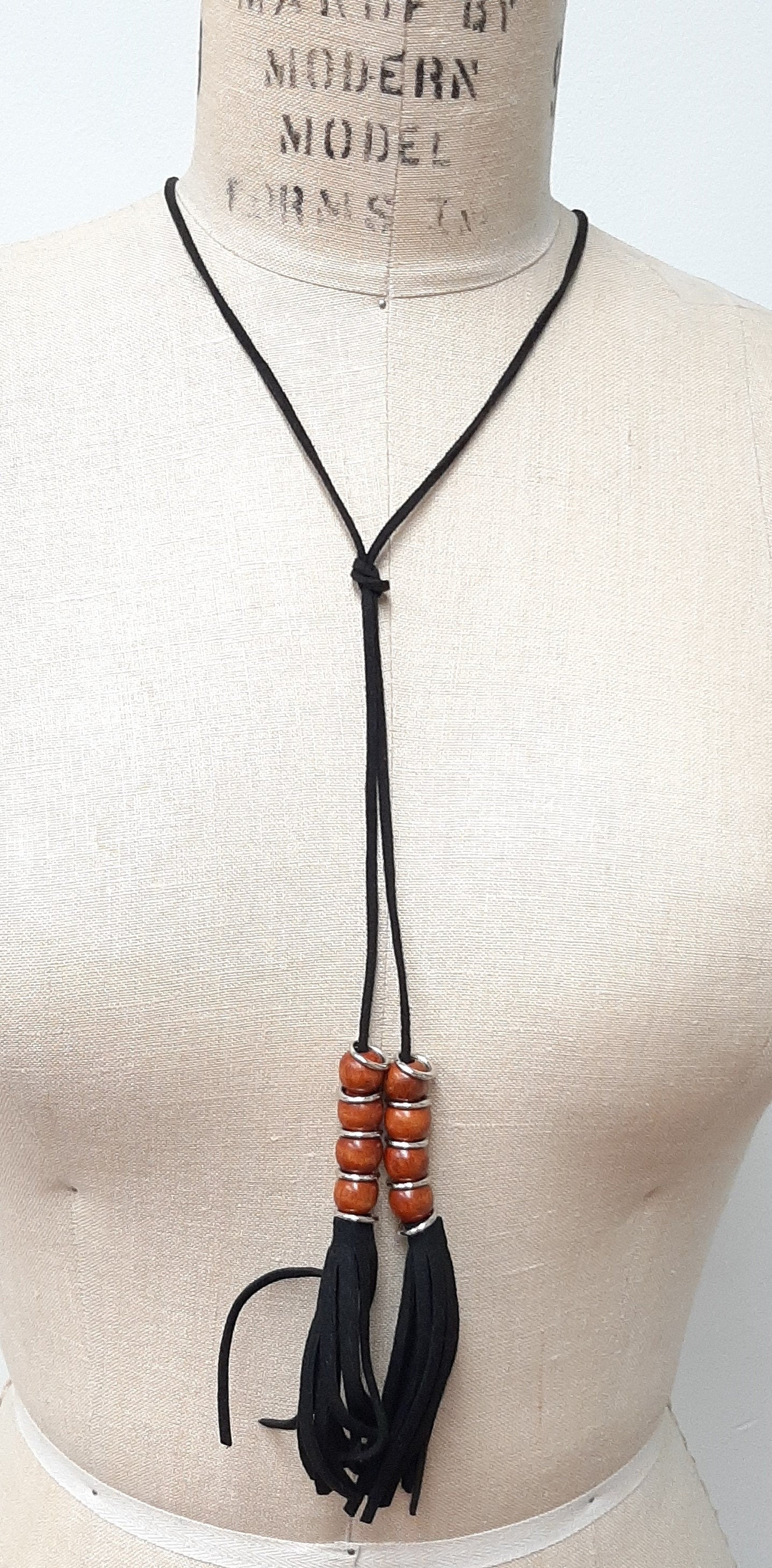 Feather Suede Necklace / Statement Necklace / Feather Tassel Necklace / Trendy Necklace
