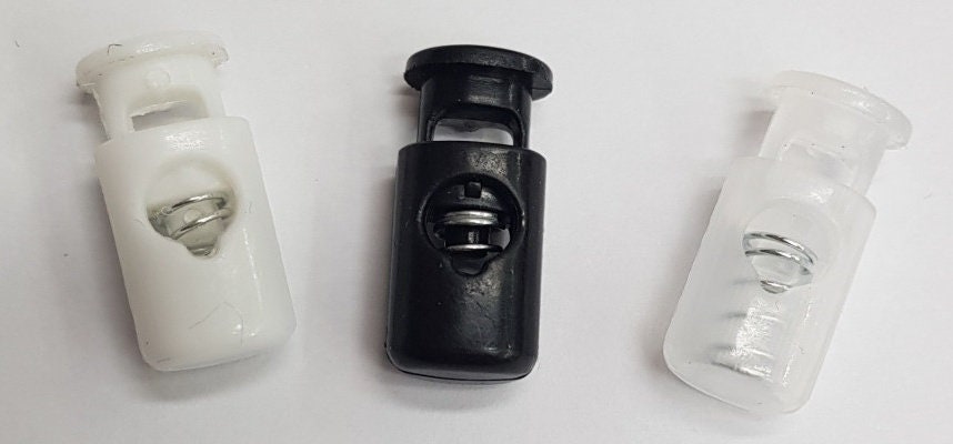 Beyond Trim Plastic Single Hole Cord Lock Stopper White & Black 100pcs