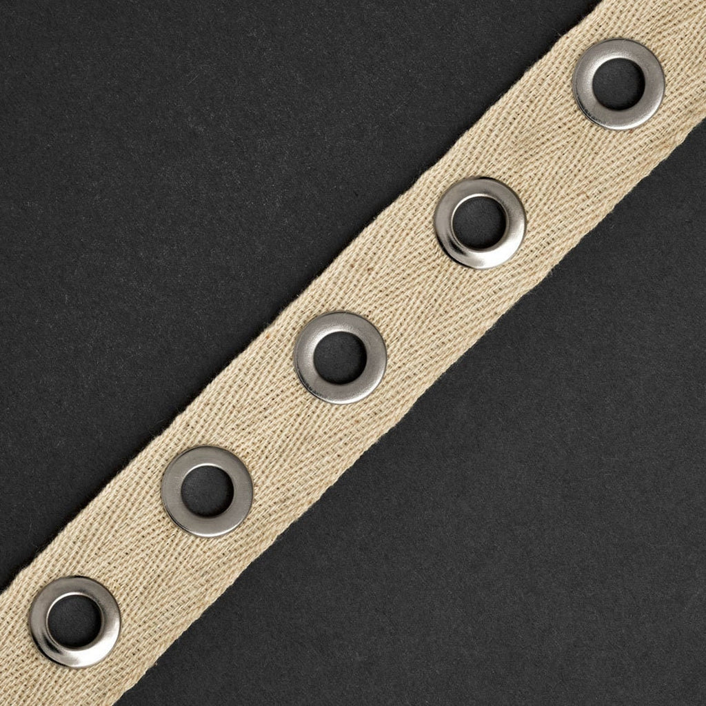 Metal Grommet /Eyelet Tape / Black cotton ribbon with nekel , natural cotton ribbon with nekel  / for bustier, lacing, Gothic style -3yd
