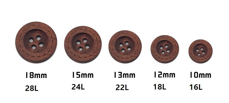 50 PCS Vintage Wooden Coat Buttons Dark Brown And Natural 2 Holes Round Wood Sewing Dashed Buttons