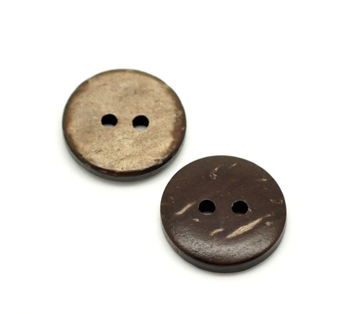 50 PCS Vintage Wooden Brown Buttons Coconut Shell Buttons
