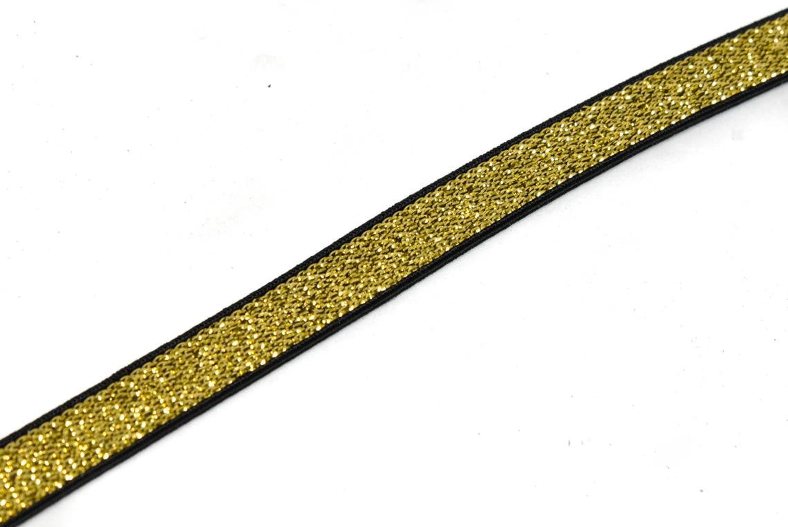 1-inch Wide Soft Gold and Silver Glitter Elastic Bands by 3-Yard,