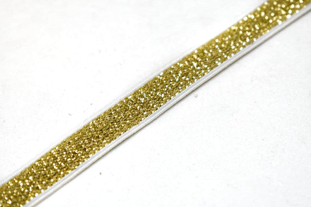 1-inch Wide Soft Gold and Silver Glitter Elastic Bands by 3-Yard,