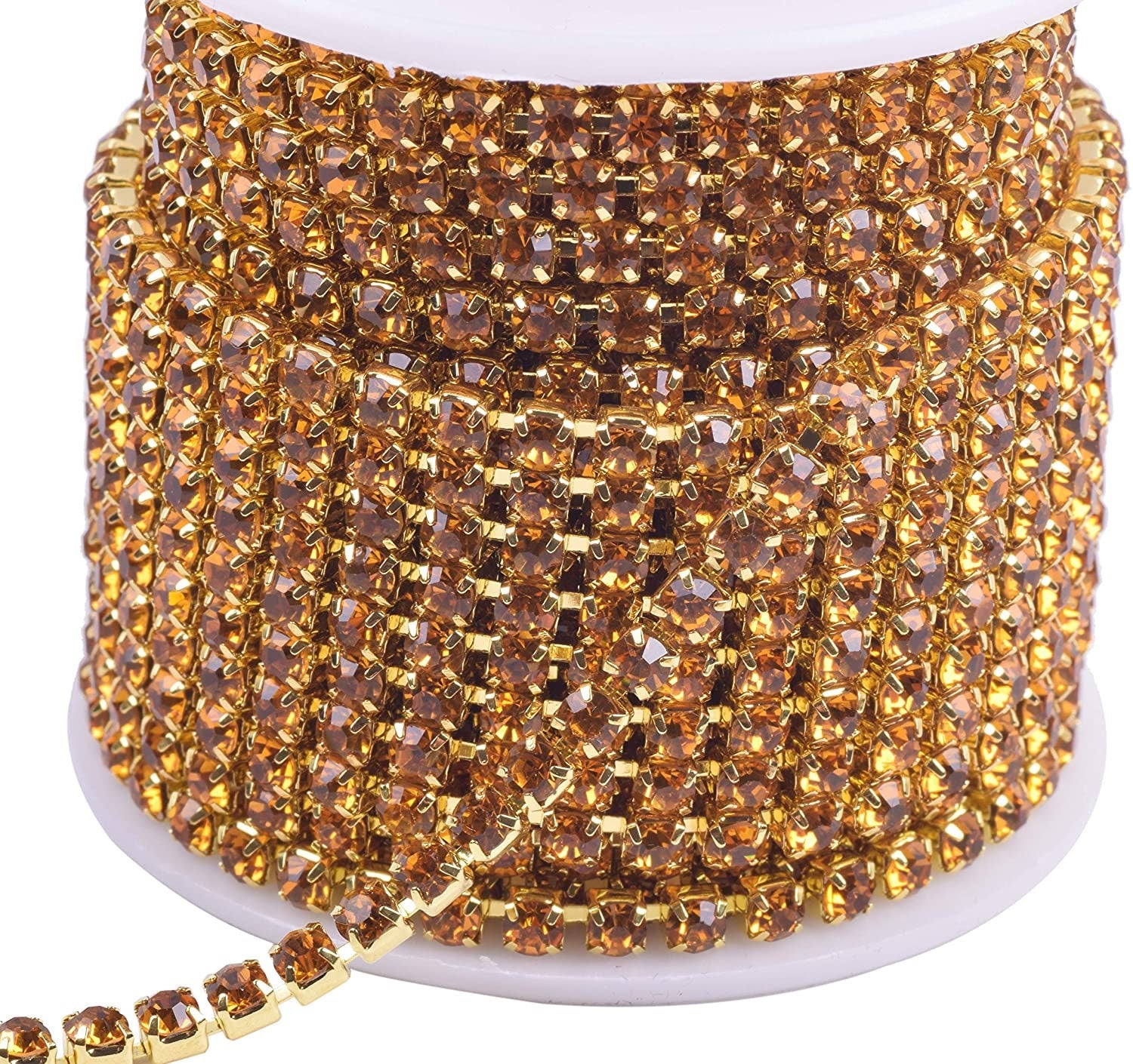 Gold Rhinestone Chain By Yard With Clear Crystal - 3mm,  4mm, DIY Sparkling Accessories  3yds
