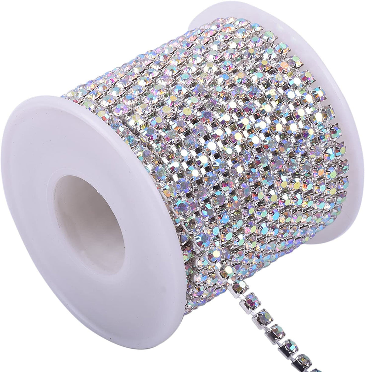 SLIVER  Rhinestone Chain By Yard With Clear Crystal - 3mm,  4mm, DIY Sparkling Accessories - 3yd