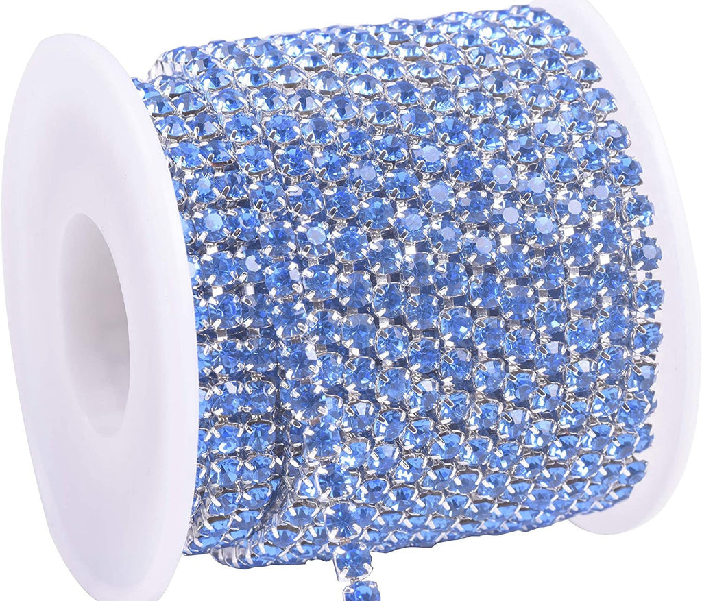 SLIVER  Rhinestone Chain By Yard With Clear Crystal - 3mm,  4mm, DIY Sparkling Accessories - 3yd