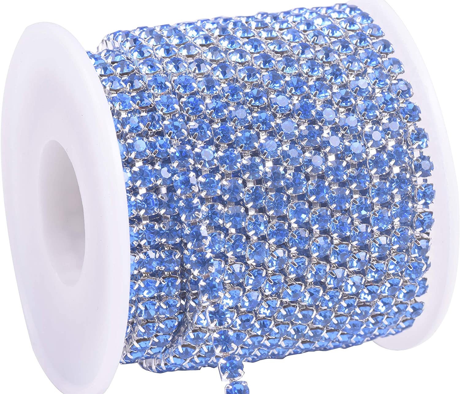 SLIVER  Rhinestone Chain By Yard With Clear Crystal - 3mm,  4mm, DIY Sparkling Accessories - 3yd
