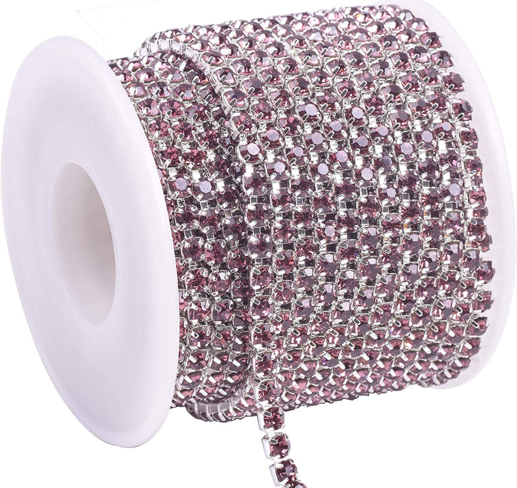 SLIVER  Rhinestone Chain By Yard With Clear Crystal - 3mm,  4mm, DIY Sparkling Accessories - 3yd
