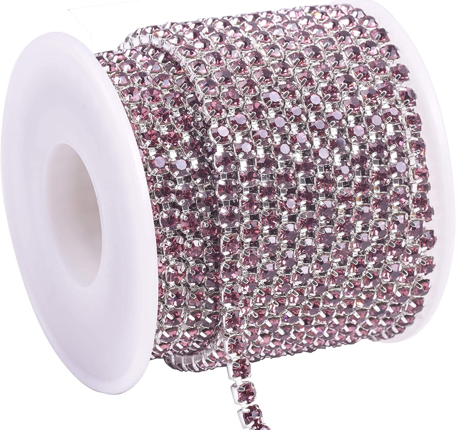 SLIVER  Rhinestone Chain By Yard With Clear Crystal - 3mm,  4mm, DIY Sparkling Accessories - 3yd
