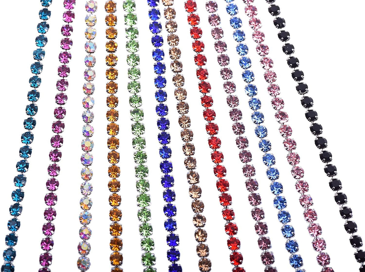 Smoke Black Rhinestone Chain By Yard With Clear Crystal -DIY Sparkling Accessories 3yds