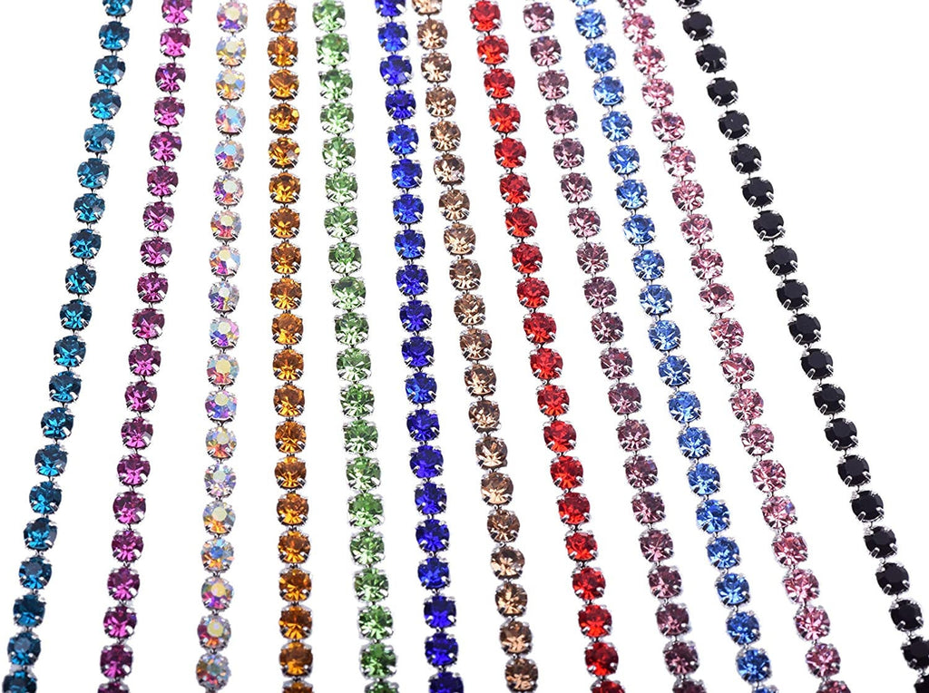 Smoke Black Rhinestone Chain By Yard With Clear Crystal -DIY Sparkling Accessories 3yds