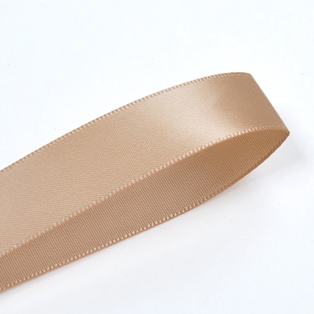 Beyond Trim Satin Ribbon Double Face Soft Sewing Binding Gift Wrapping Decoration Party Wedding Arts Crafts D??cor DIY Roll 100 Yard 835 Tan