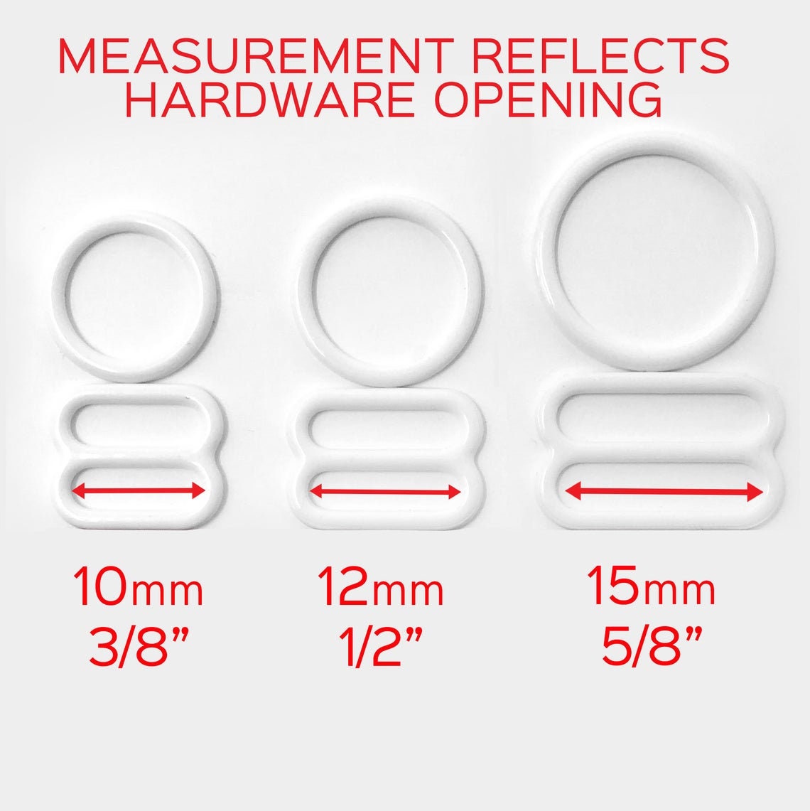 50 pair BRA Rings OR Sliders set for swimwear or bra making- 1/4"/6mm, 3/8"/10mm, 1/2"/12mm, 5/8"/15mm, 3/4"/20mm