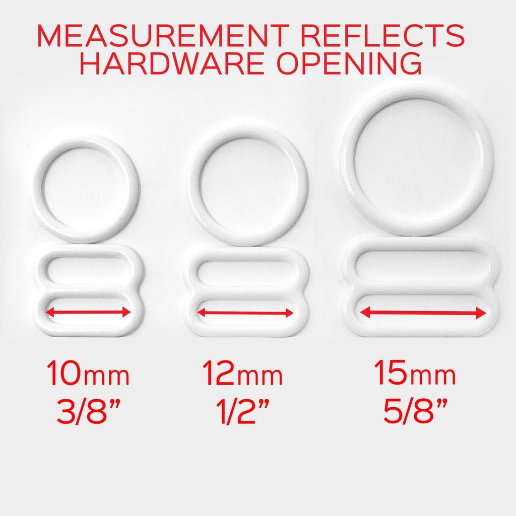 50 pair BRA Rings OR Sliders set for swimwear or bra making- 1/4"/6mm, 3/8"/10mm, 1/2"/12mm, 5/8"/15mm, 3/4"/20mm