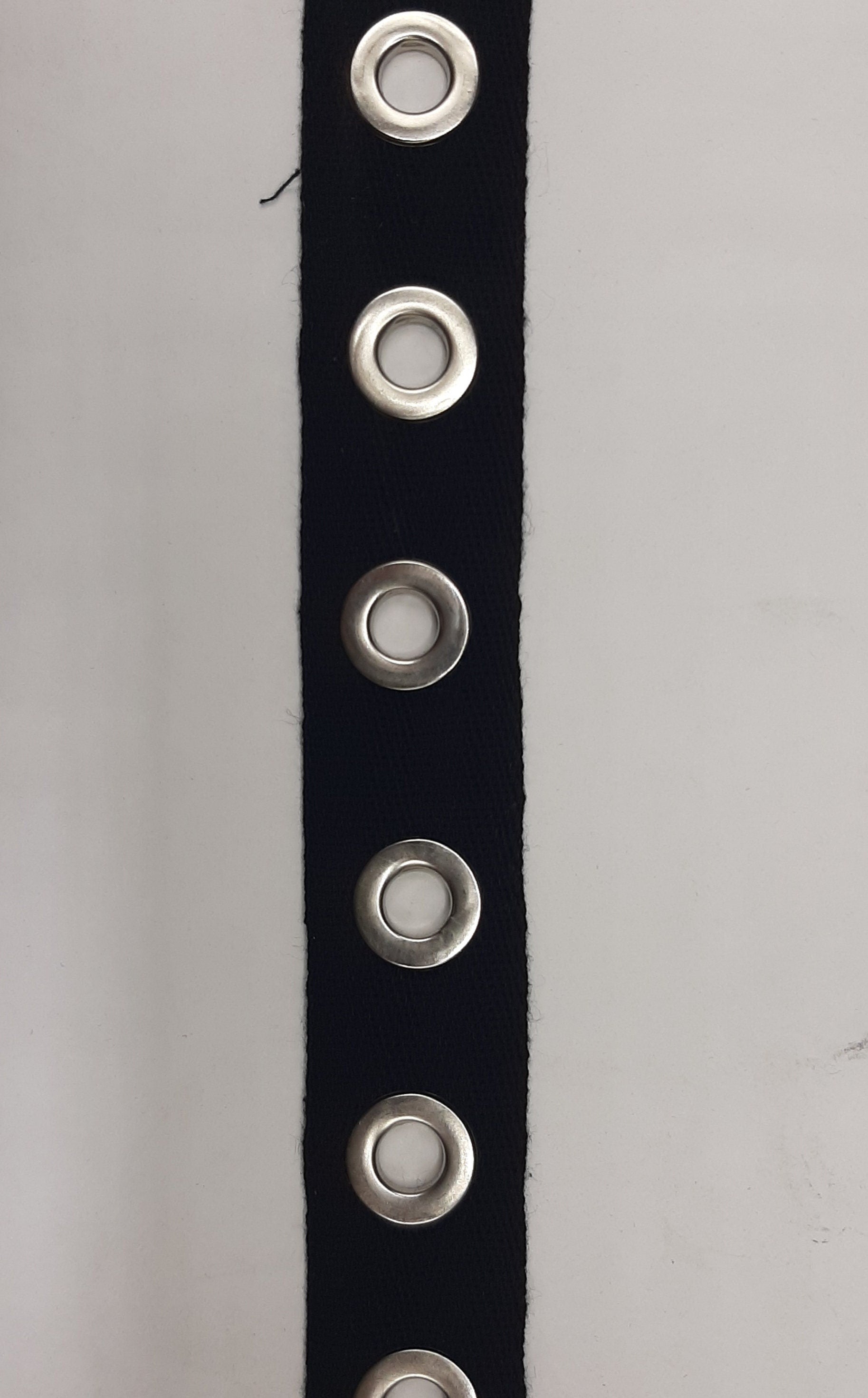 Metal Grommet /Eyelet Tape / Black cotton ribbon with nekel , natural cotton ribbon with nekel  / for bustier, lacing, Gothic style -3yd