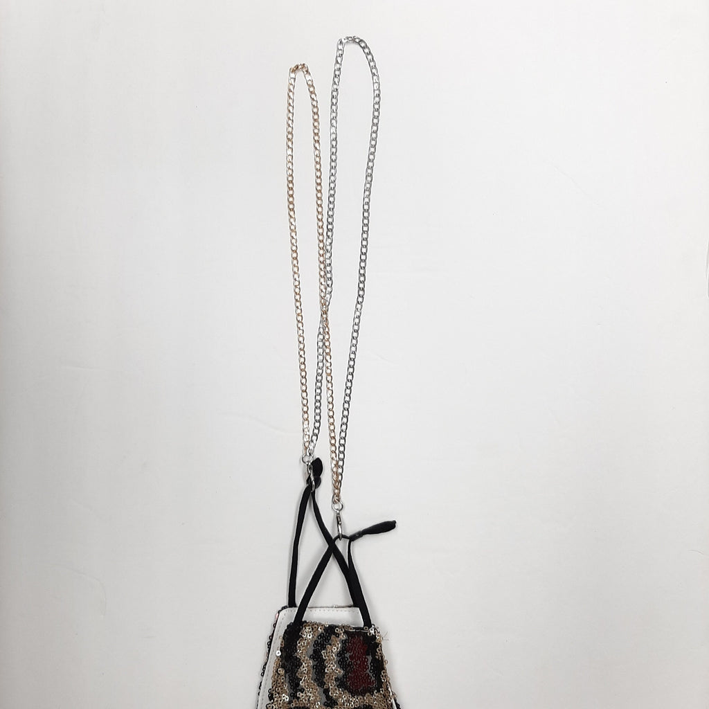 Double Chain Gold / Silver (Not Real Gold/Silver) 2 in 1 Face Mask Holder, Lanyard mask chain Unisex T5017