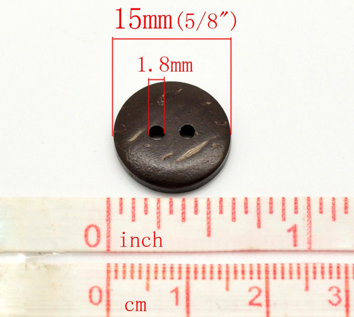 50 PCS Vintage Wooden Brown Buttons Coconut Shell Buttons