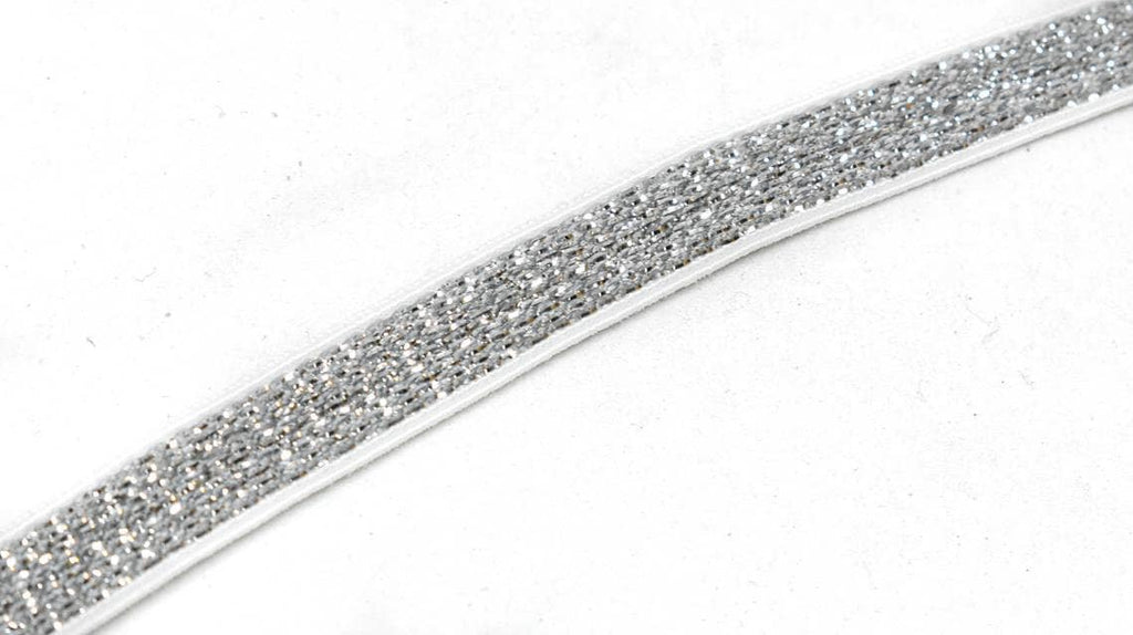 1-inch Wide Soft Gold and Silver Glitter Elastic Bands by 3-Yard,
