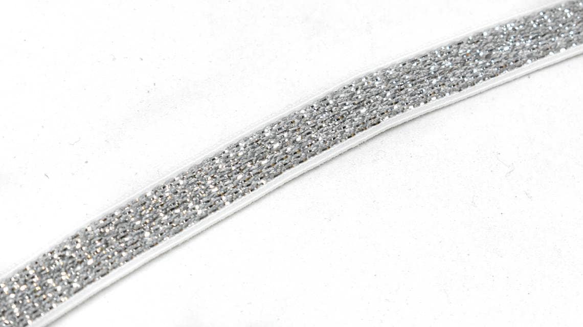 1-inch Wide Soft Gold and Silver Glitter Elastic Bands by 3-Yard,