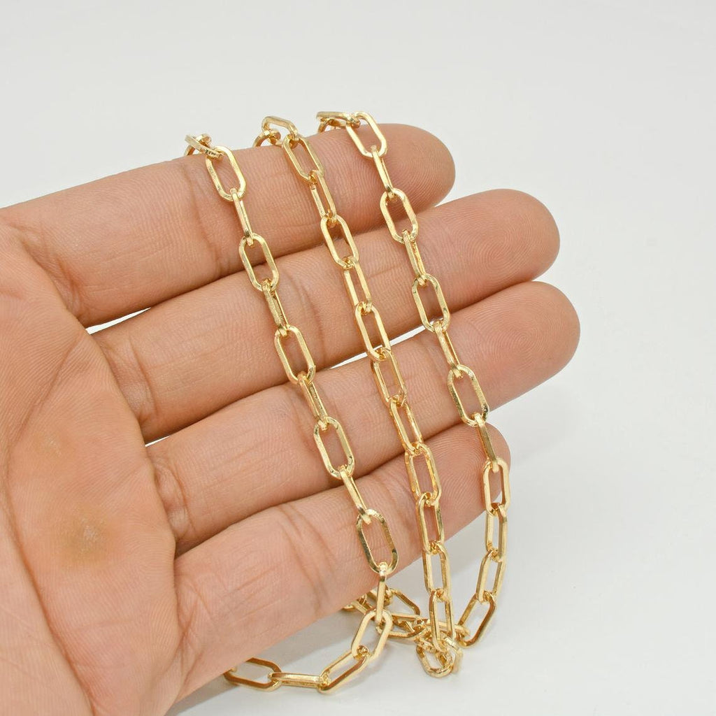 Paperclip Chain Gold/Silver Color Long Oval Rectangle Paper Clip Chain 1 yard, 3 feet Lead, Unfinished Link Chain