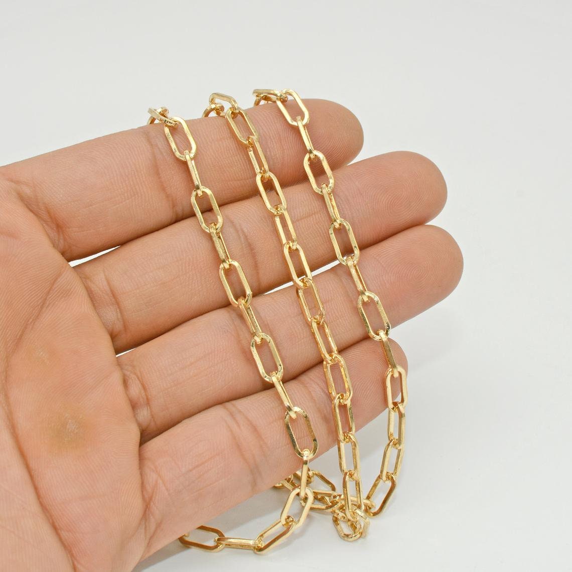 Paperclip Chain Gold/Silver Color Long Oval Rectangle Paper Clip Chain 1 yard, 3 feet Lead, Unfinished Link Chain