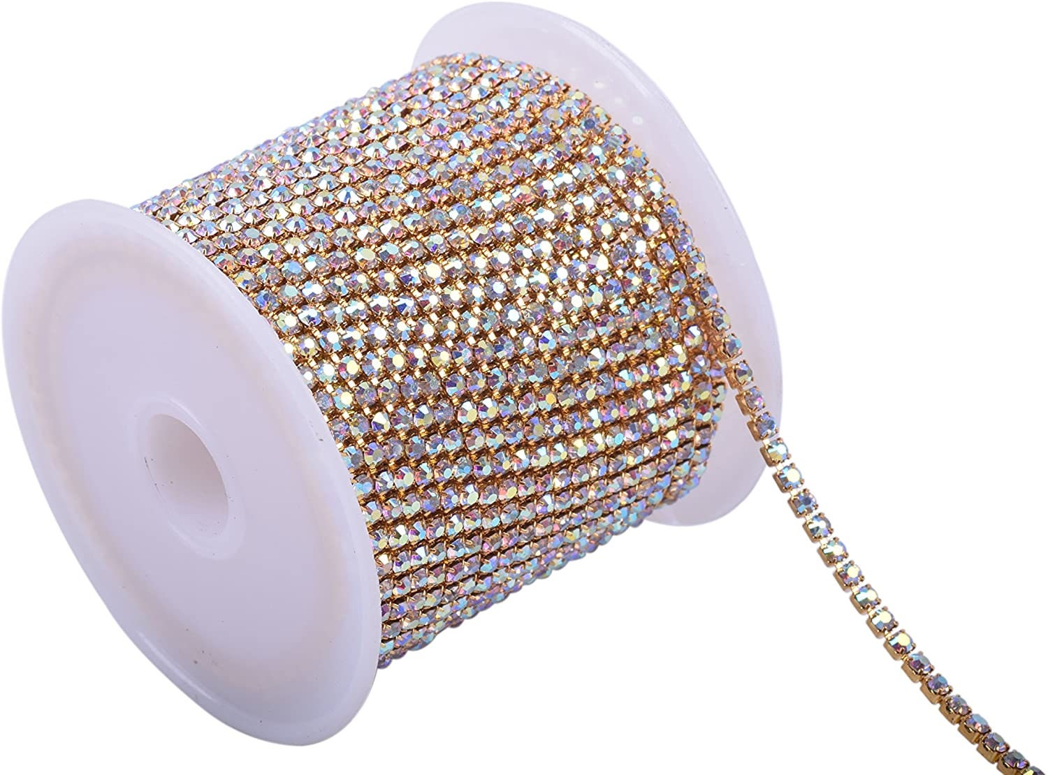 Gold Rhinestone Chain By Yard With Clear Crystal - 3mm,  4mm, DIY Sparkling Accessories  3yds