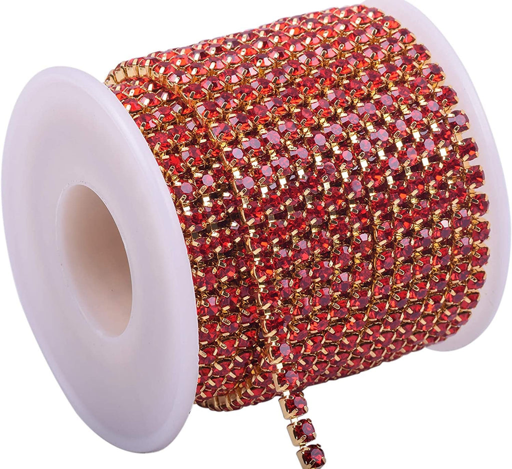 Gold Rhinestone Chain By Yard With Clear Crystal - 3mm,  4mm, DIY Sparkling Accessories  3yds