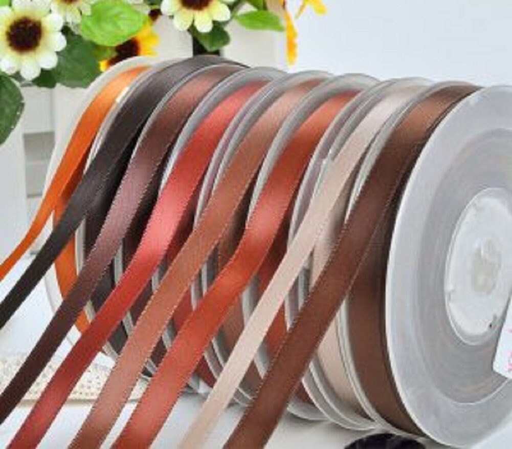 Beyond Trim Satin Ribbon Double Face Soft Sewing Binding Gift Wrapping Decoration Party Wedding Arts Crafts Roll 100 Yard 846 Golden Brown