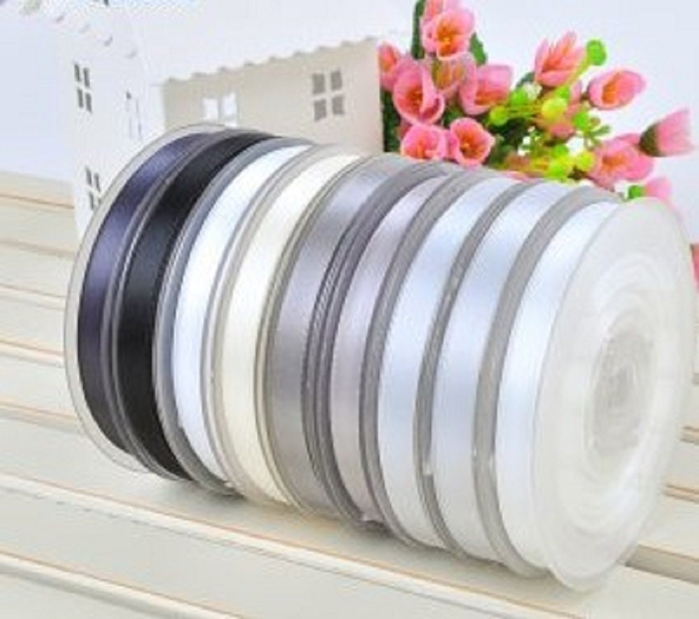 Beyond Trim Satin Ribbon Double Face Soft Sewing Binding Gift Wrapping Decoration Party Wedding Arts Crafts Roll 100 Yard  White