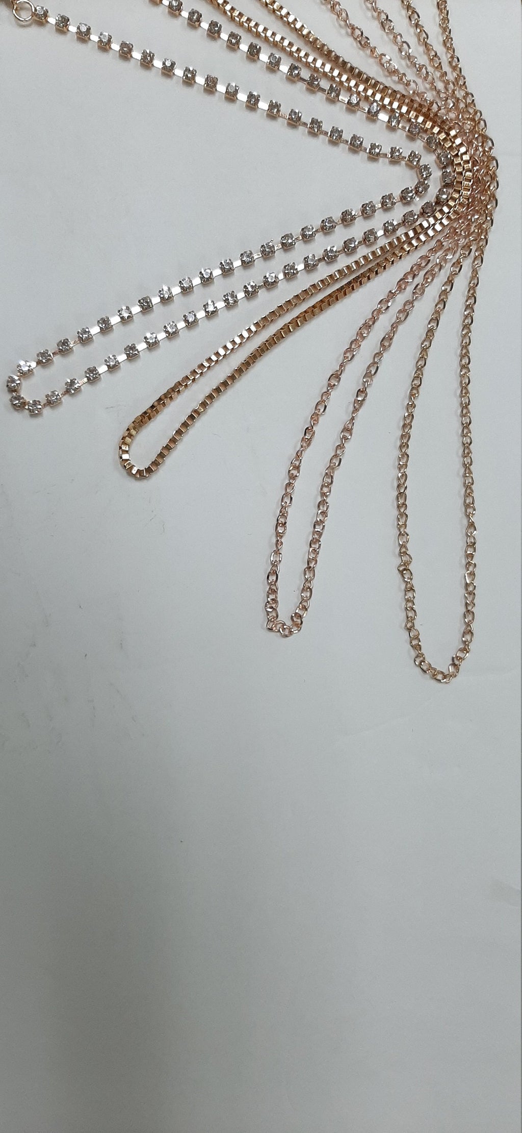 Rhinestone and chain Lead Free Gold Plated (Not Real Gold) Cup Chain Lanyard - Set ( 2 sequence face mask + 4 gold chain mask necklace)
