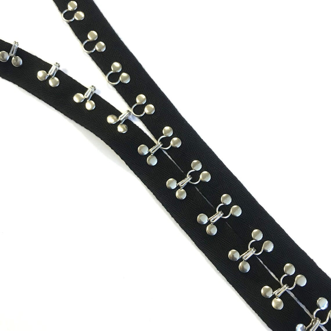 Black / White hook and eye tape trim with 1" cotton tape - DL472 / AL199C
