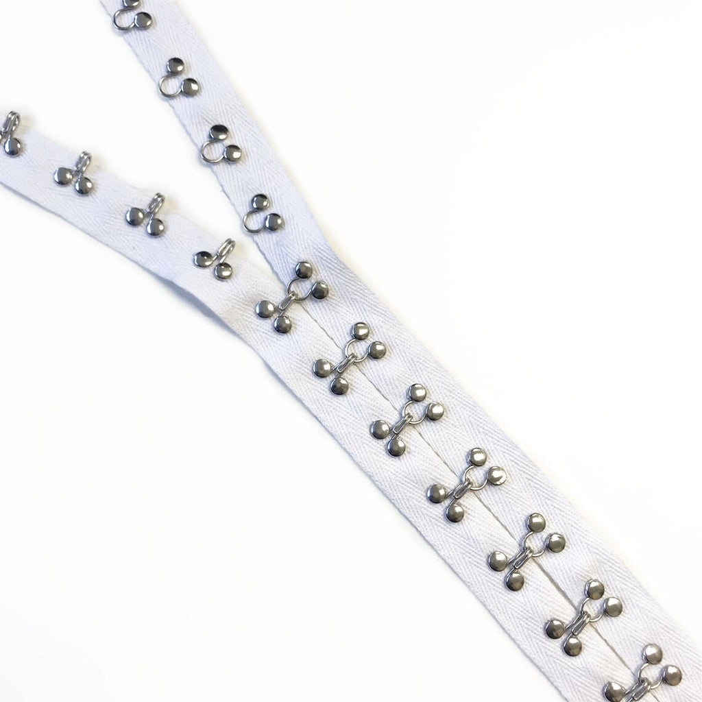Black / White hook and eye tape trim with 1" cotton tape - DL472 / AL199C