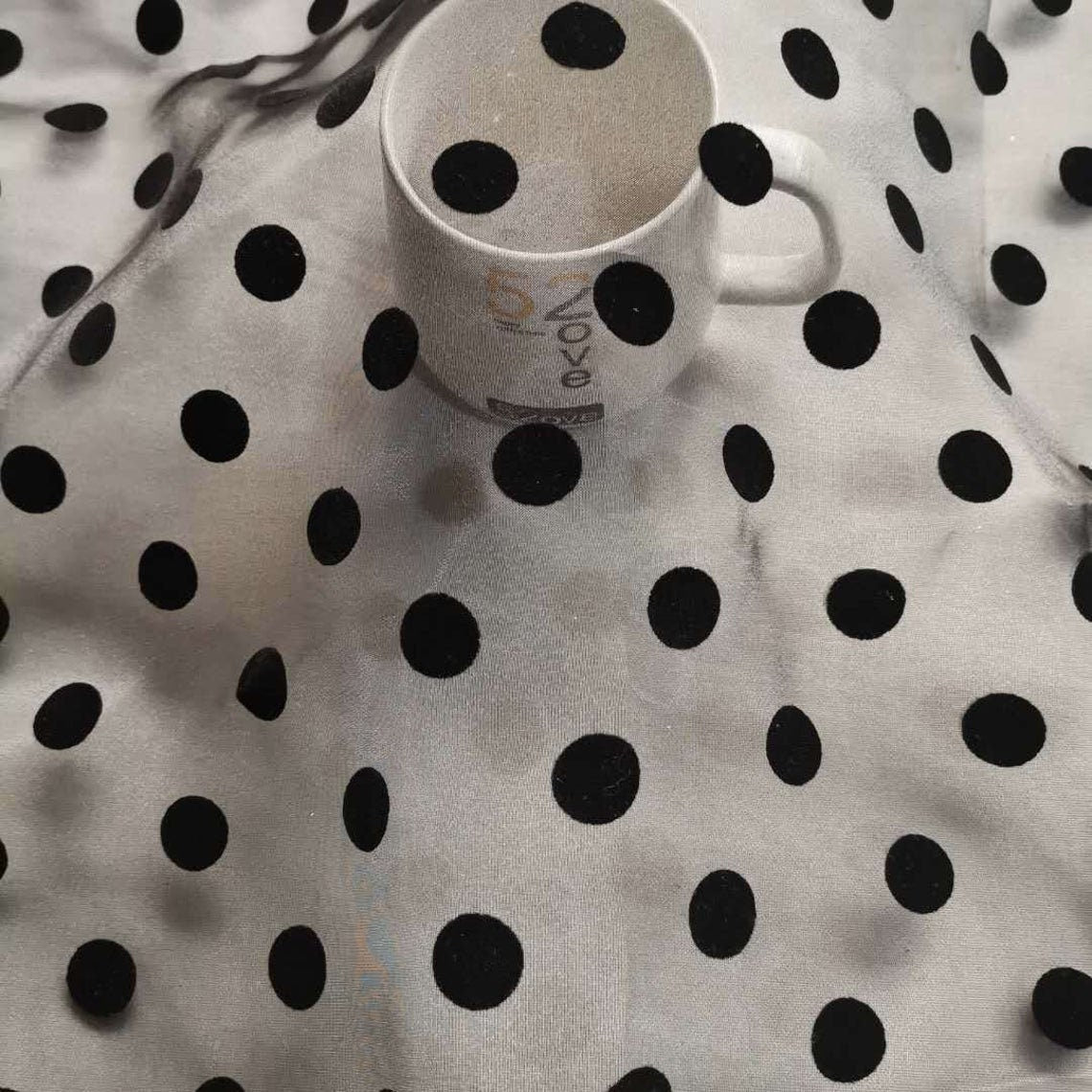 Big 2 cm Black Polka Dot Organza lace fabric, Flocking Points Dotted Fabric For Wedding Dress, Bow tie, Dance Dress, Evening Wear, by 1 yard