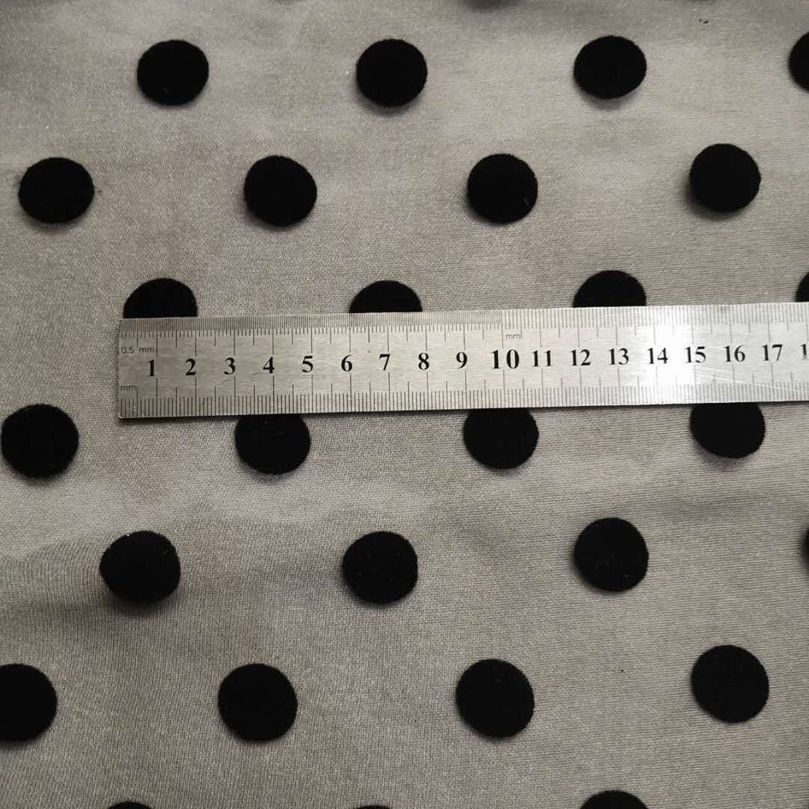 Big 2 cm Black Polka Dot Organza lace fabric, Flocking Points Dotted Fabric For Wedding Dress, Bow tie, Dance Dress, Evening Wear, by 1 yard