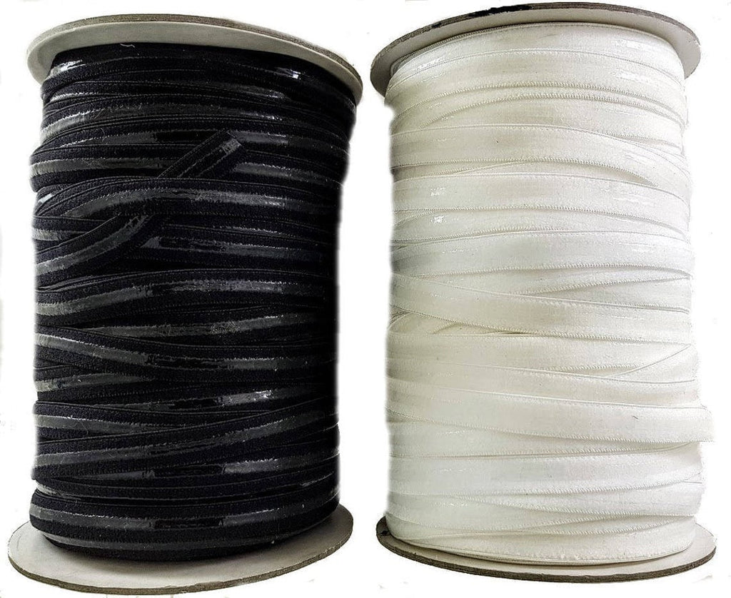 5 / 10 Yards 3/8" Wide Plush Back Non-Slip Silicone Grip Rubber Strip Beige, Black, White, Lingerie Elastic Trim - TL417
