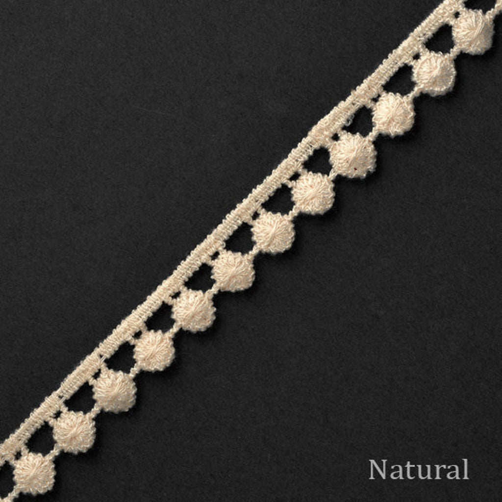 Cotton Small Pom Pom lace trim 1/2" - 10 yd - LA6996D