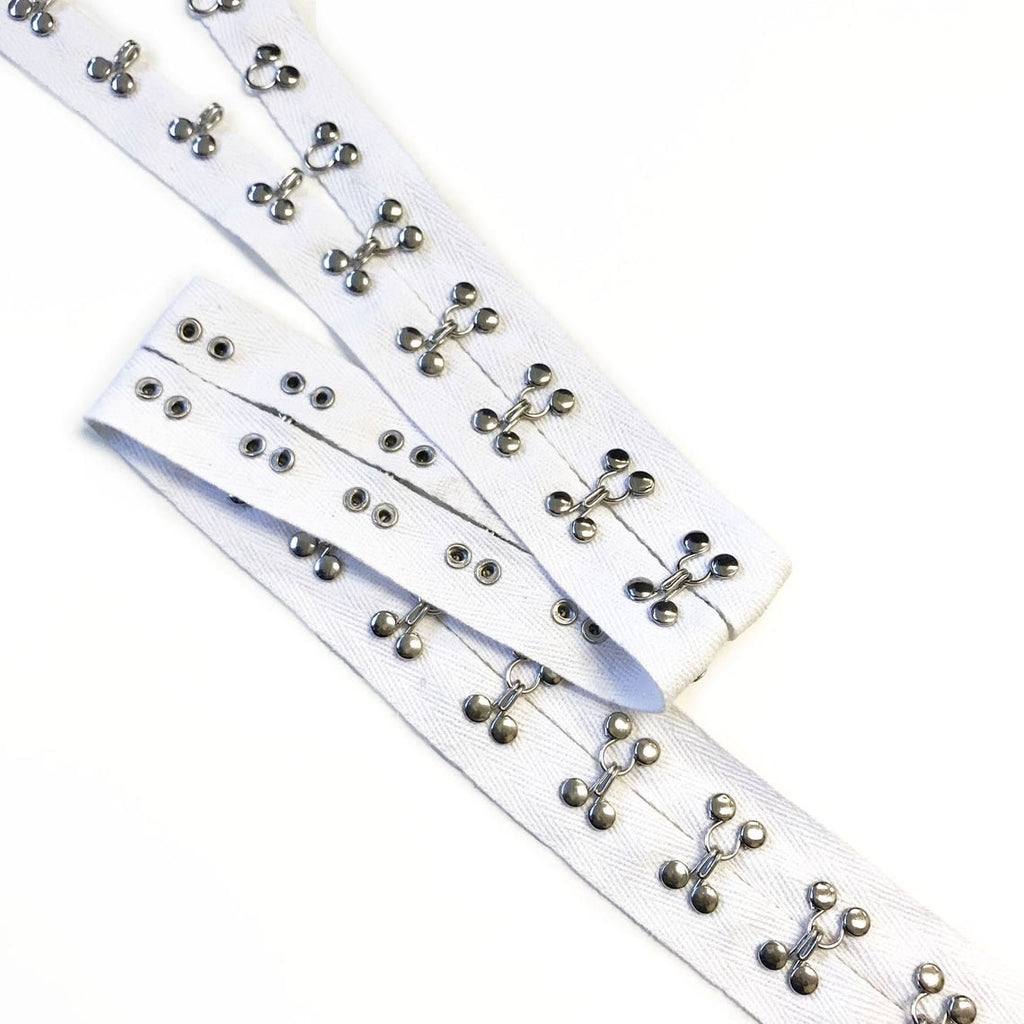 Black / White hook and eye tape trim with 1" cotton tape - DL472 / AL199C